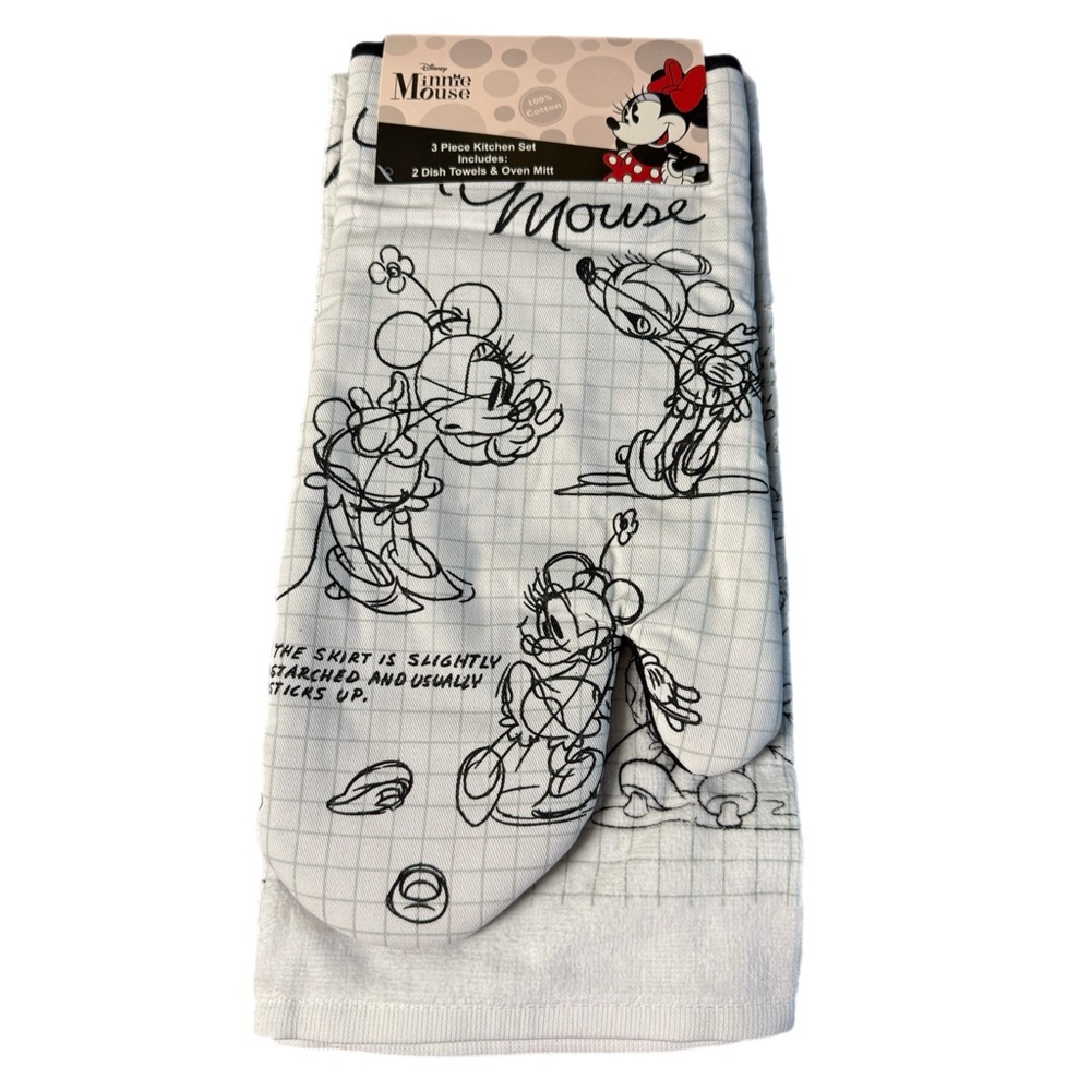 Minnie Mouse Sketchbook Oven Mitt and Two (2) Dishtowel Set - Picture 2 of 2